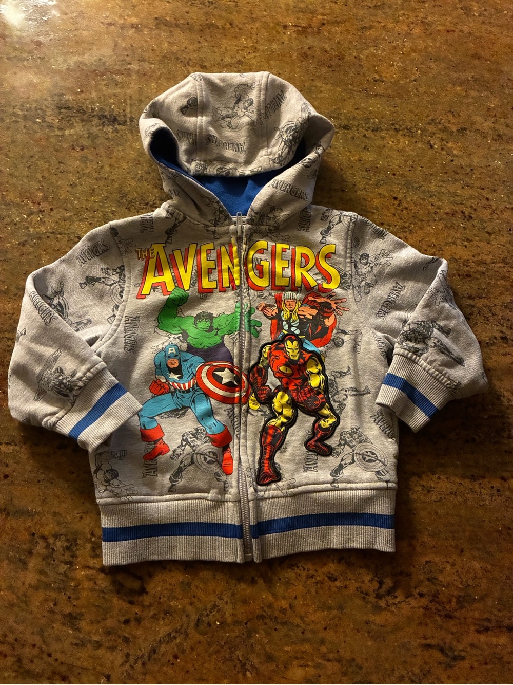 Marvels The Avengers comic graphics of Iron Man, Hulk, & Captain America hoodie